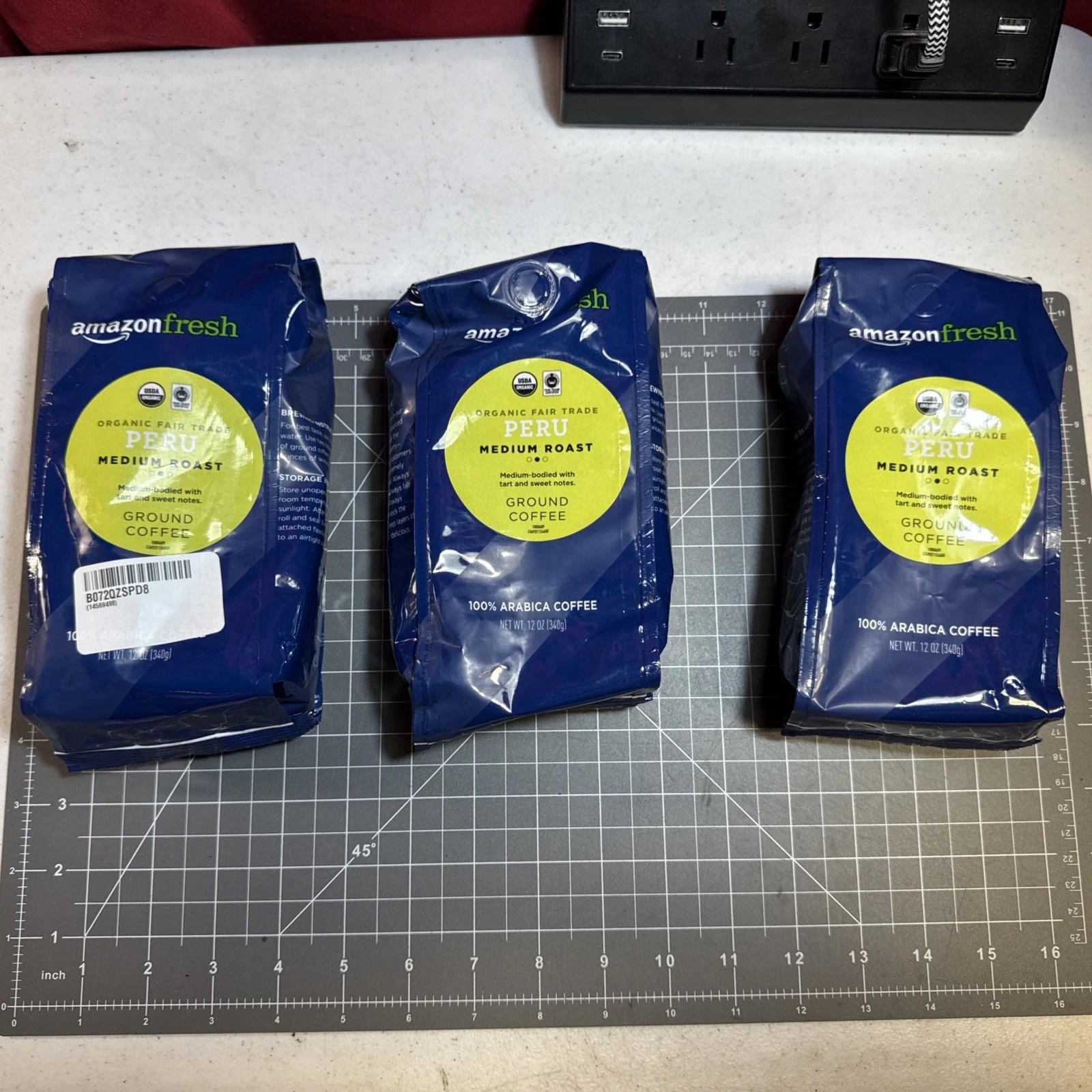 3 Ground Coffee Amazon Fresh Organic Fair Trade Peru, Medium Roast, 12 Ounce