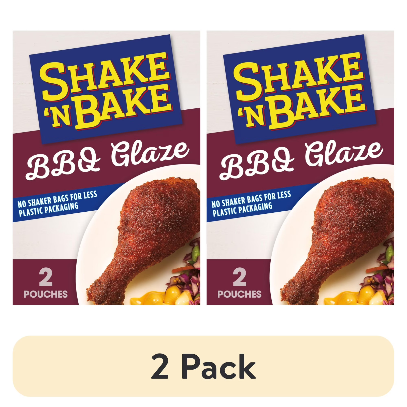 (2 pack) Shake ‘N Bake BBQ Glaze Seasoned Coating Mix, 6 oz Box, 2 Count Packets