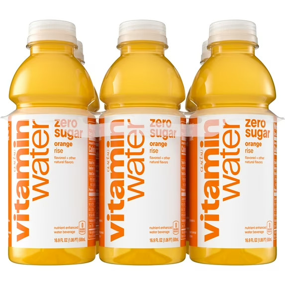 vitaminwater Rise Zero Sugar Orange Flavored Water Beverage, 16.9 fl oz, 6 Pack-