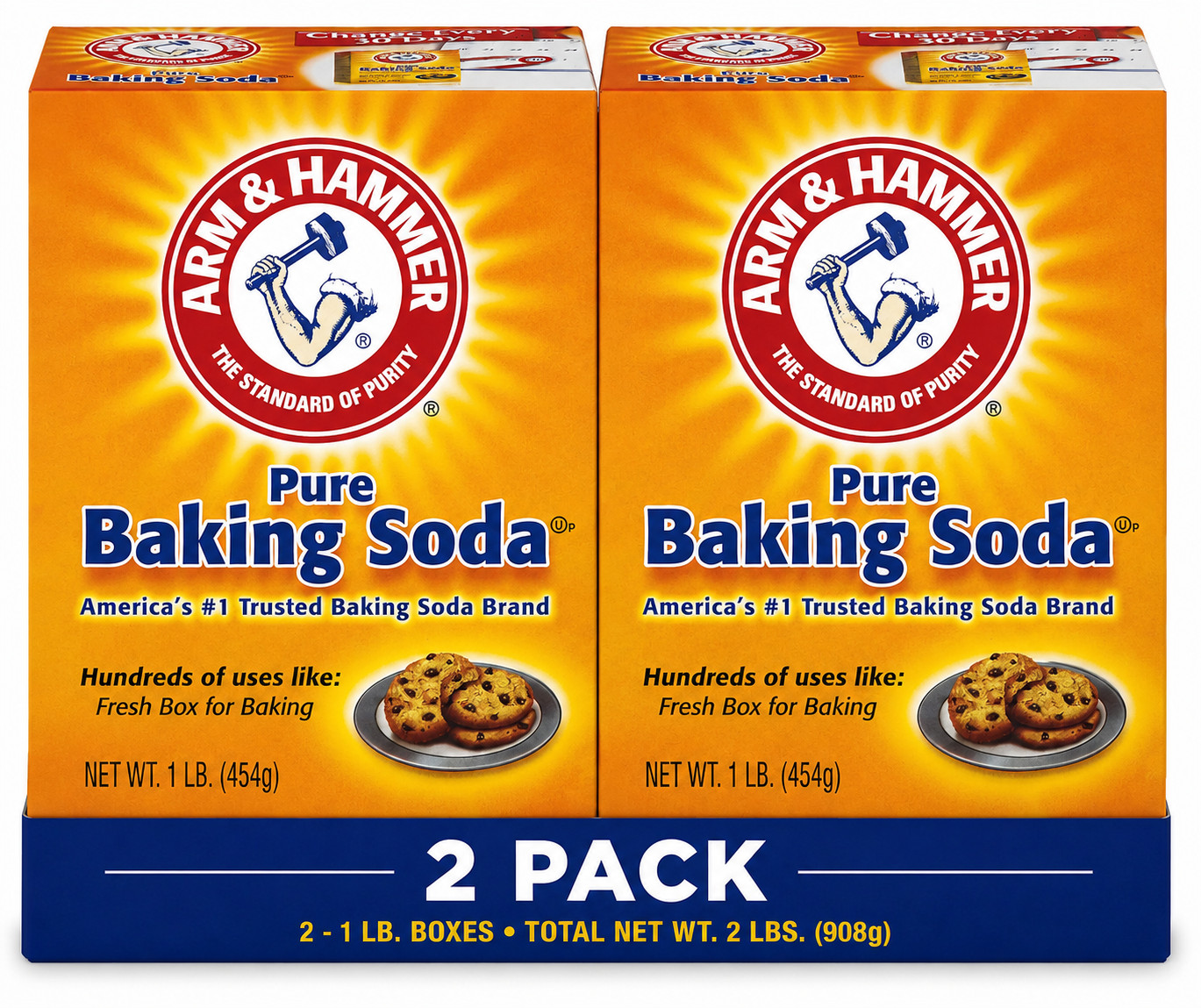 2 Pack Arm & Hammer Baking Soda 1 Pound Pure Sodium Bicarbonate