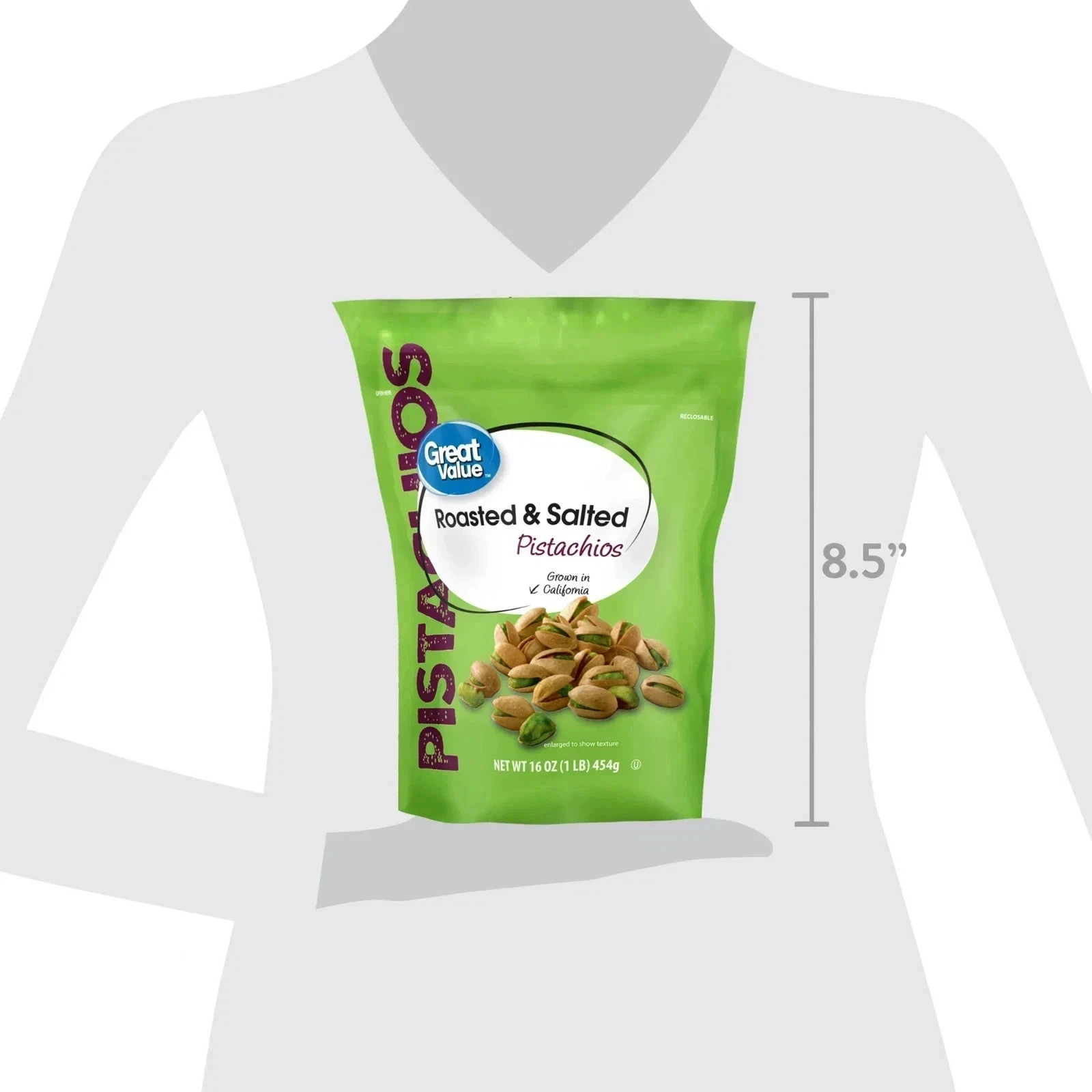 Great Value Roasted & Salted Pistachios, 16 oz Resealable Bag Free Shipping.