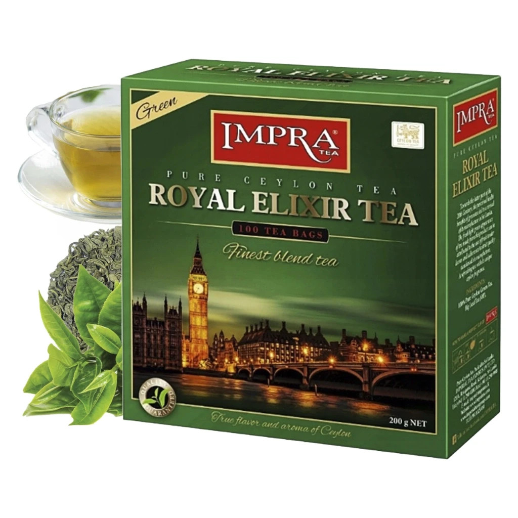 3 x IMPRA Royal Elixir Green Tea Bagged 100tbs 3 x Box 200g / 7.05oz