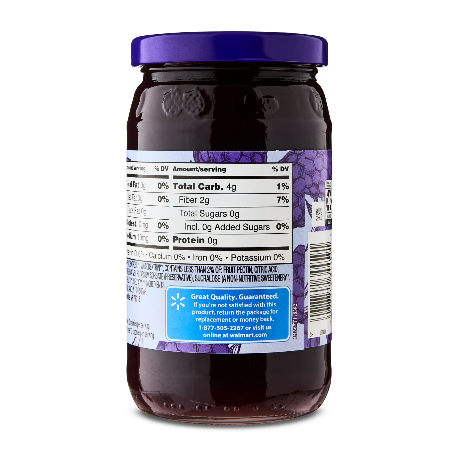 (2 pack) Great Value Sugar-Free Seedless Blackberry Preserves, 13 oz…
