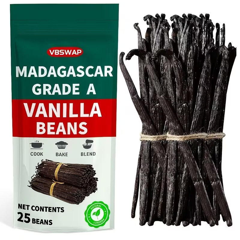 25pcs Madagascar Vanilla Beans Whole Grade A Pods for Vanilla Extract & Baking