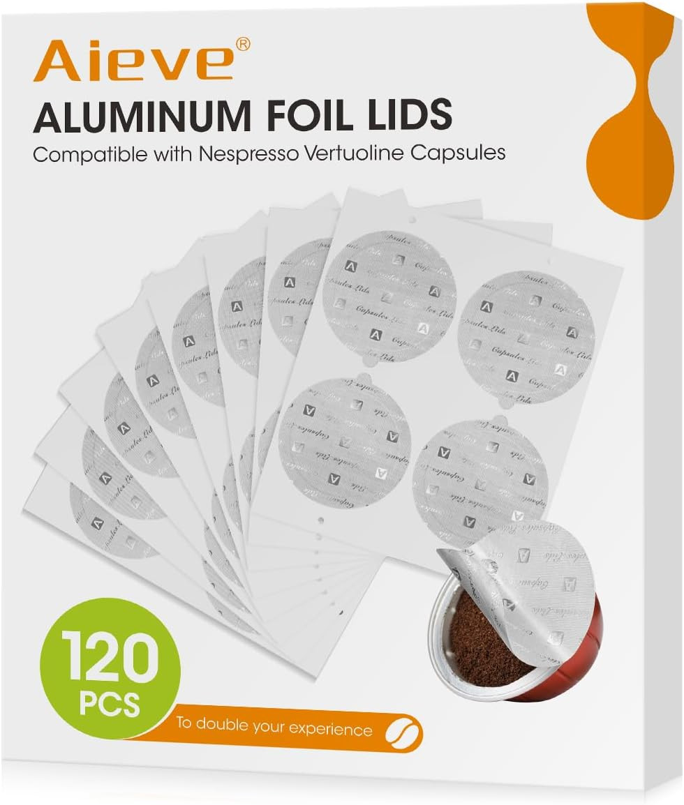 120PCS Aluminum Foil Seal Lids for Reusable Vertuo Coffee Pods Capsules