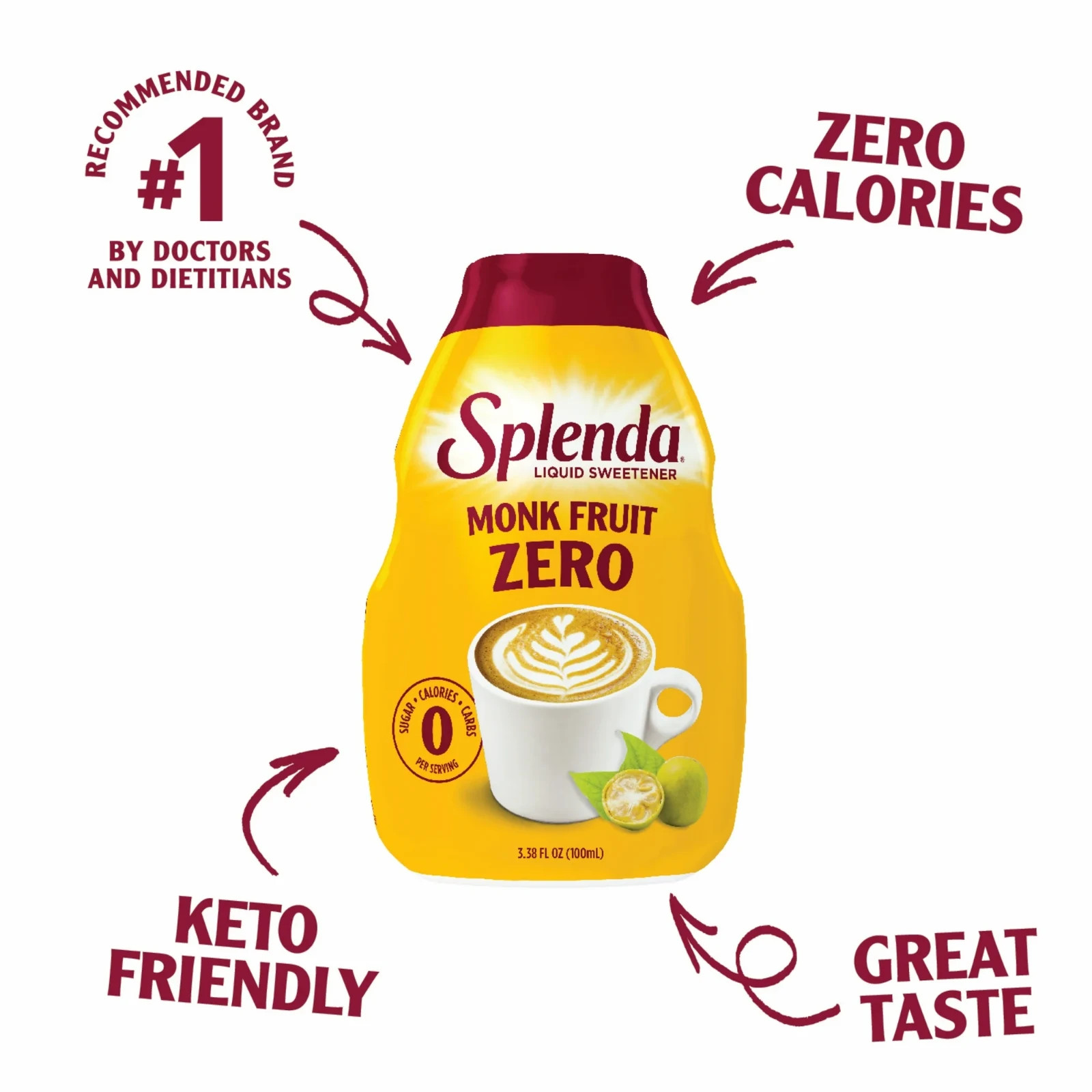 Splenda Zero Monk Fruit Zero Calorie Liquid Sweetener 3.38 fl. oz.