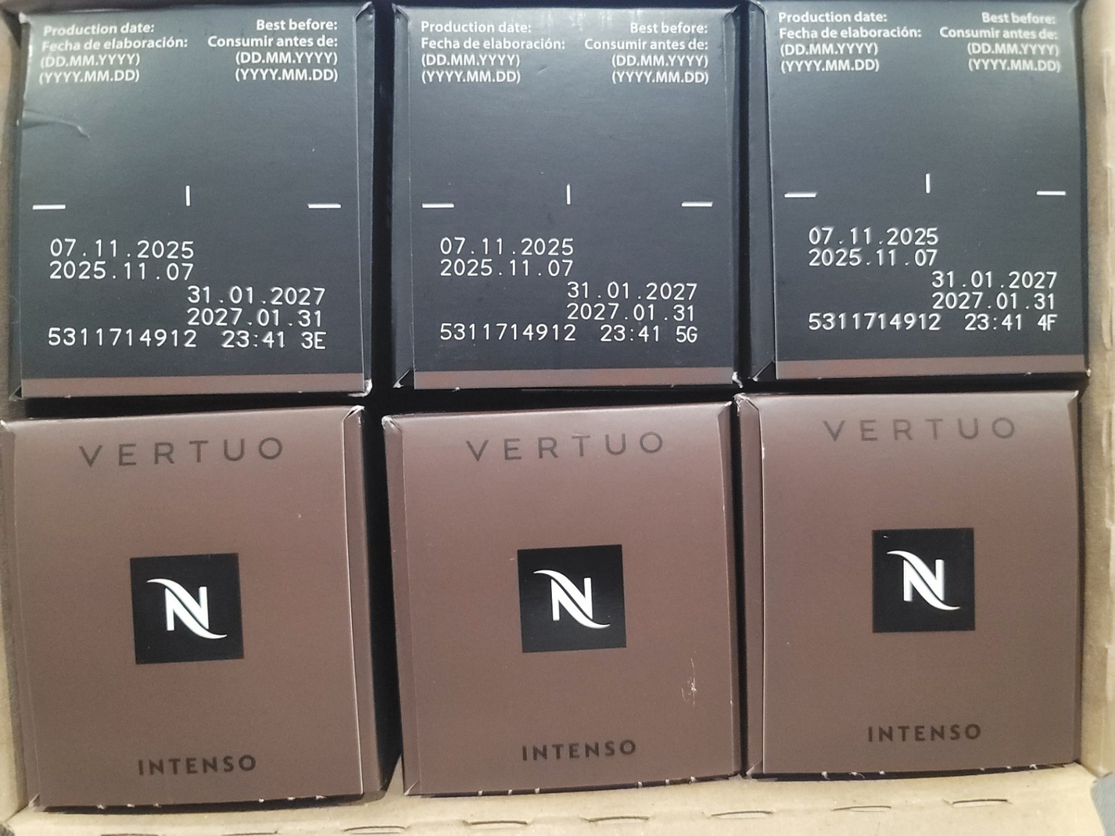 Nespresso Vertuo Intenso Coffee Capsules Dark Roast 60 Pods 7.77 OZ 01/31/2027