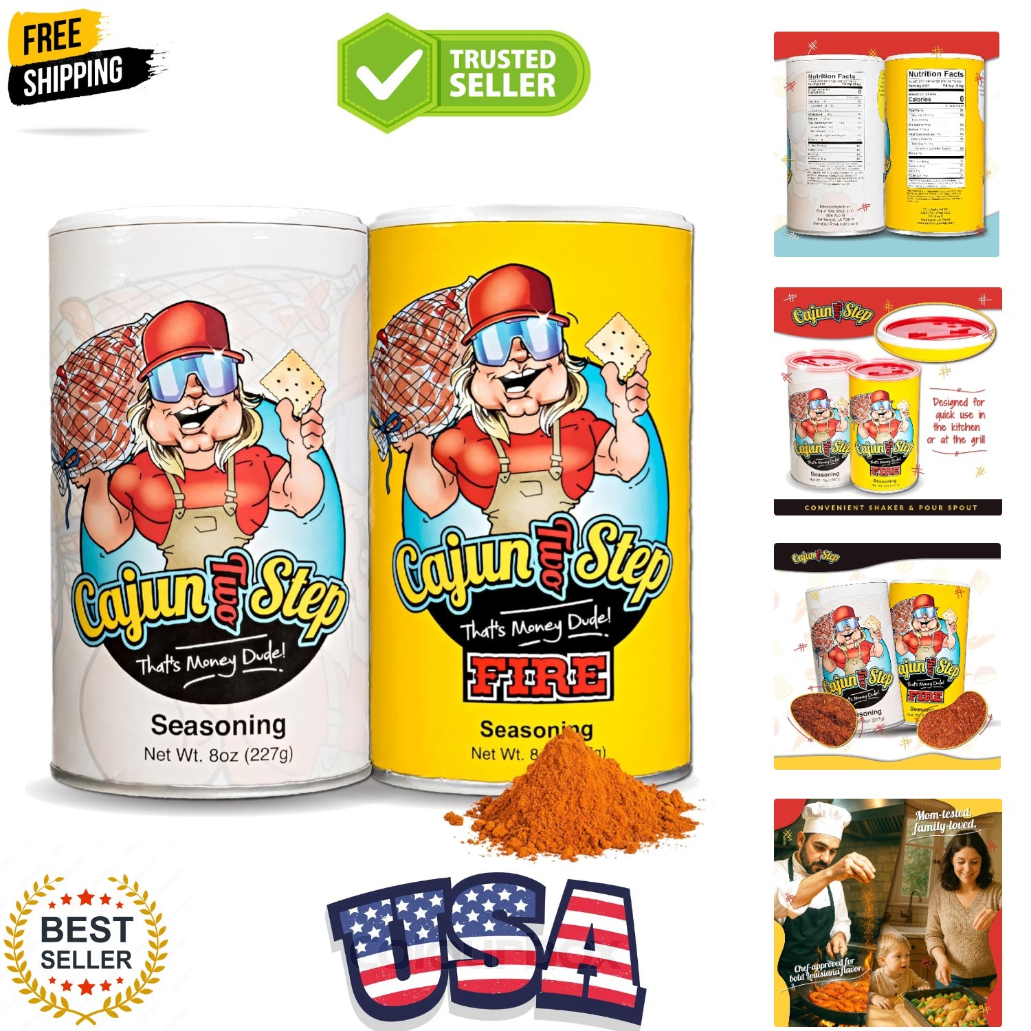 StaleKracker – Variety Bundle – 1 each of Seasoning 8oz and Fire Seasoning 8 oz