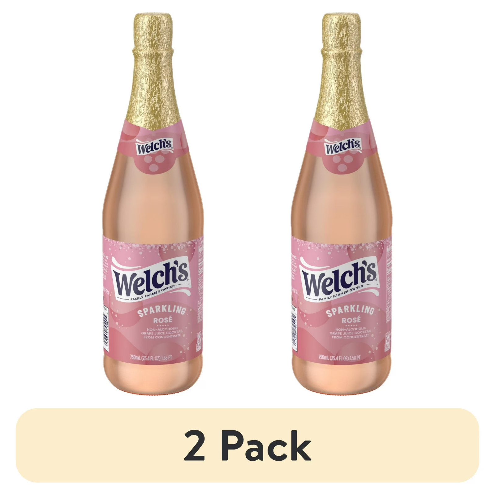 (2 pack) Welch’s Non-Alcoholic Sparkling Rosé Grape Juice Cocktail, 25.4 fl oz