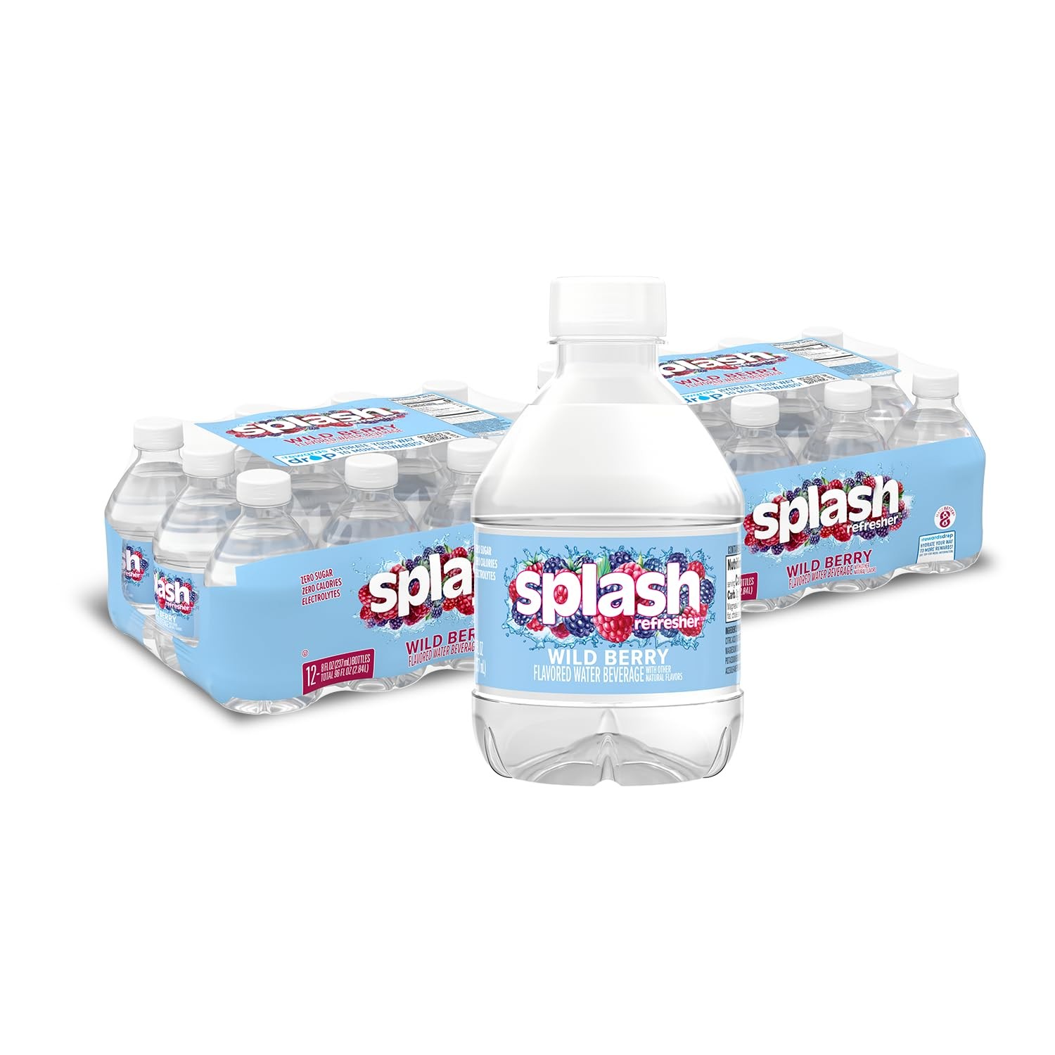 Wild Berry Flavor Water Beverage, 8 Fl Oz Plastic Bottles 24 Count
