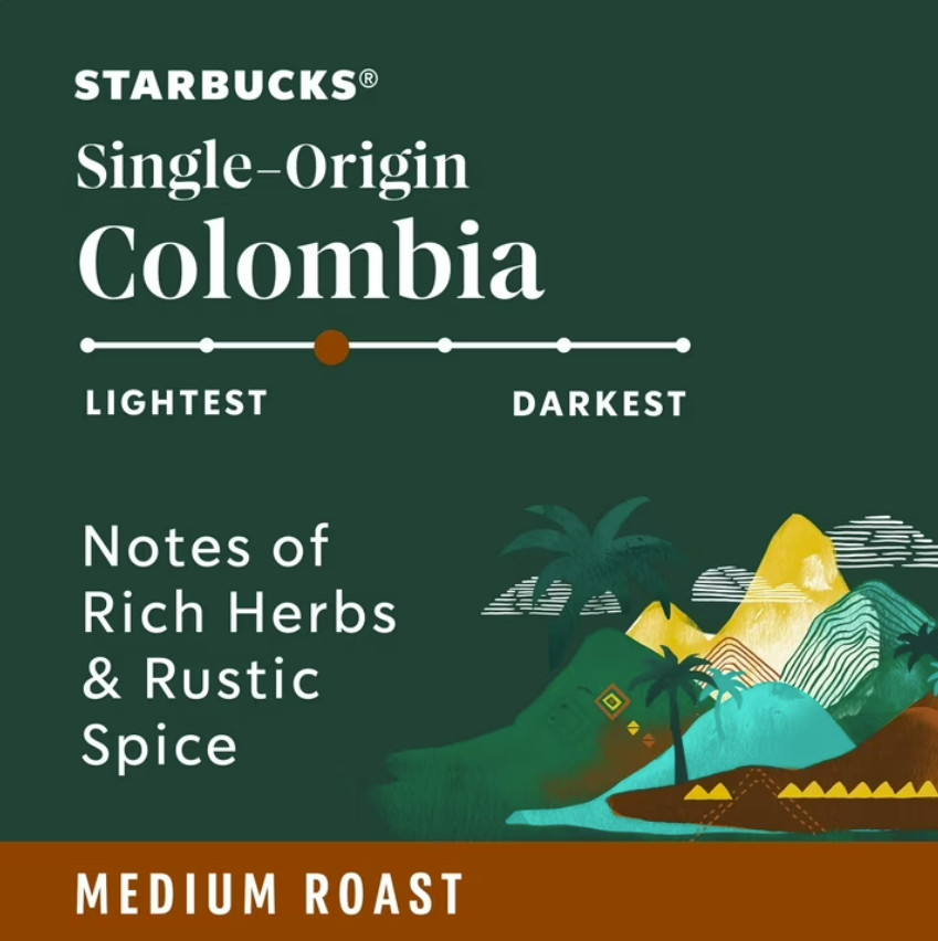 4 Pack Starbucks Single-Origin Colombia, Ground Coffee, Medium Roast, 12 oz