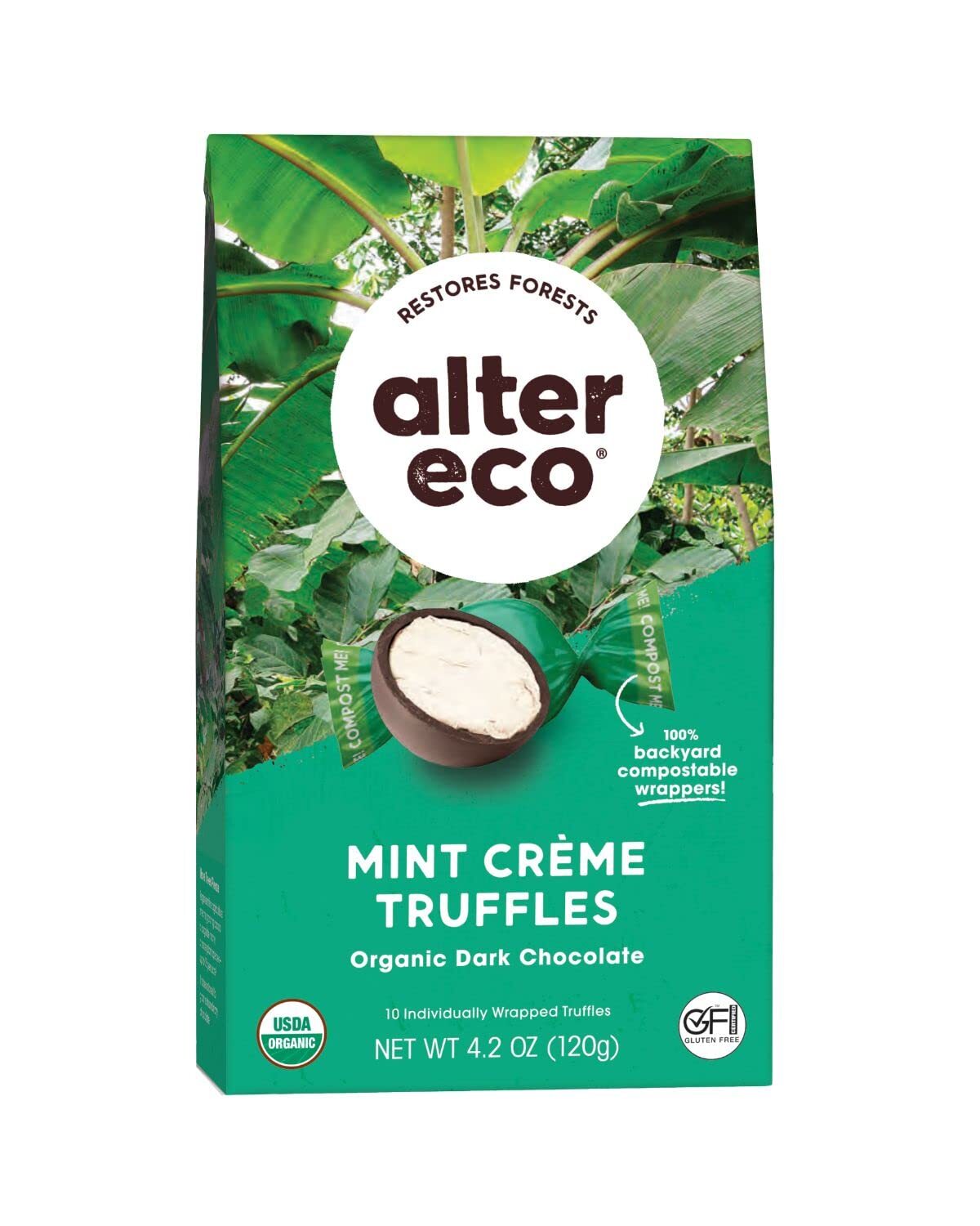 Alter Eco Organic Dark Chocolate Truffles Mint Creme 4.2 Oz