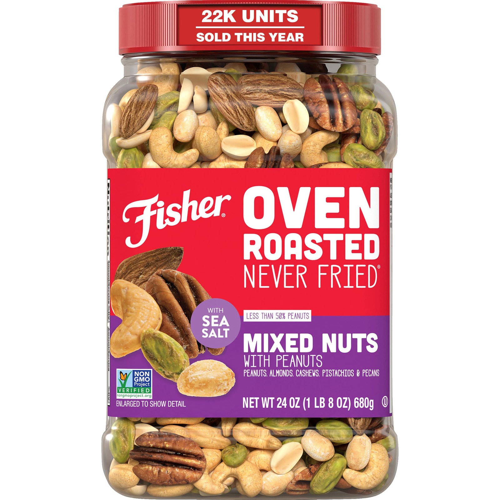 Fisher Oven Roasted Never Fried Mixed Nuts with 1.5 Pound (Pack of 1)