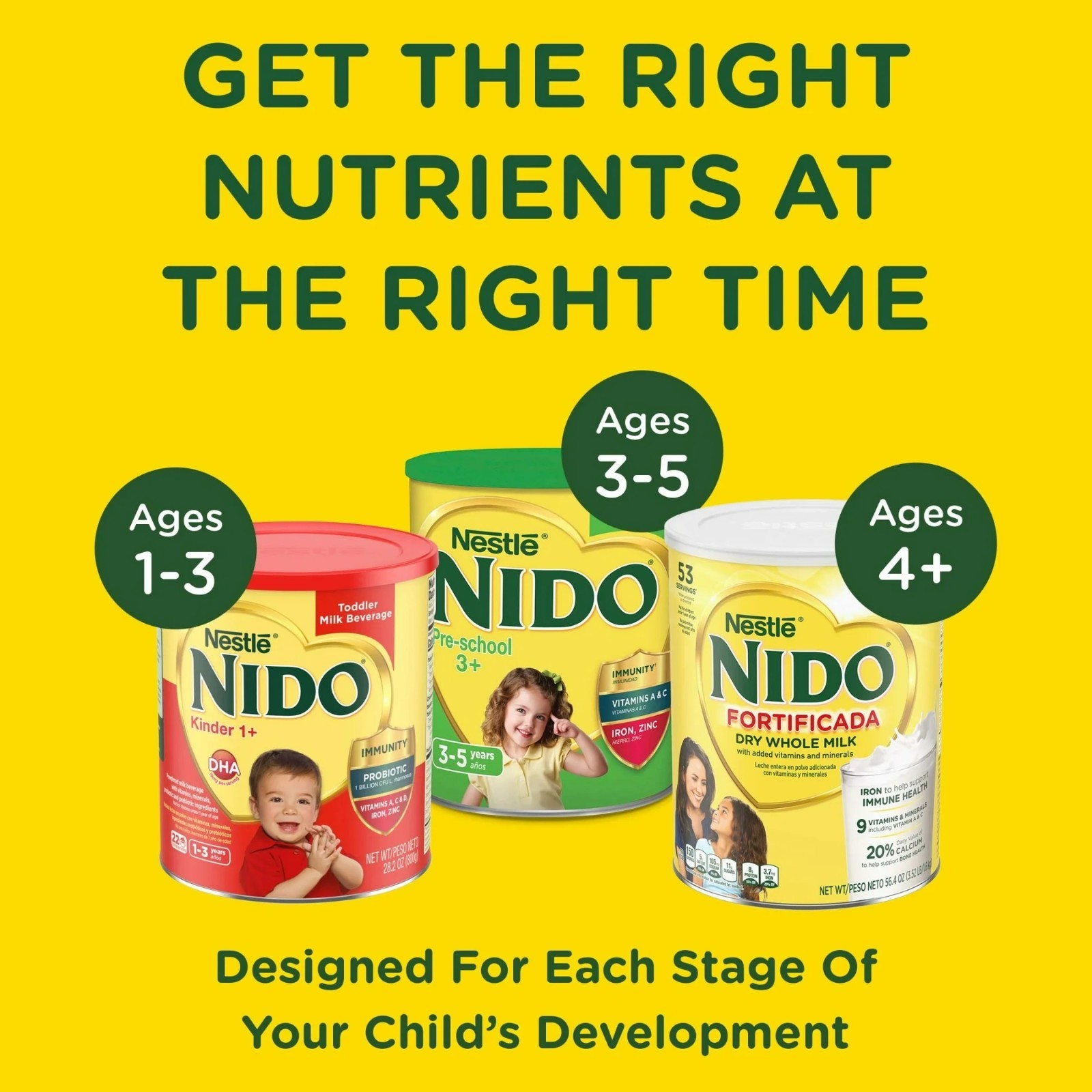Nestle Nido Fortificada Powdered Drink Mix, Dry Whole Milk Powder, 56.4 oz