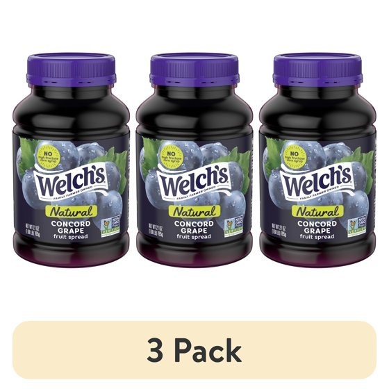 (3 pack) Welch’s Natural Concord Grape Spread, 27 oz Jar