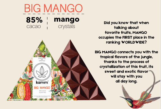 KAMM Big Mango Dark Chocolate Bar 60g, 85% Arriba Nacional Ecuador Sugar Free