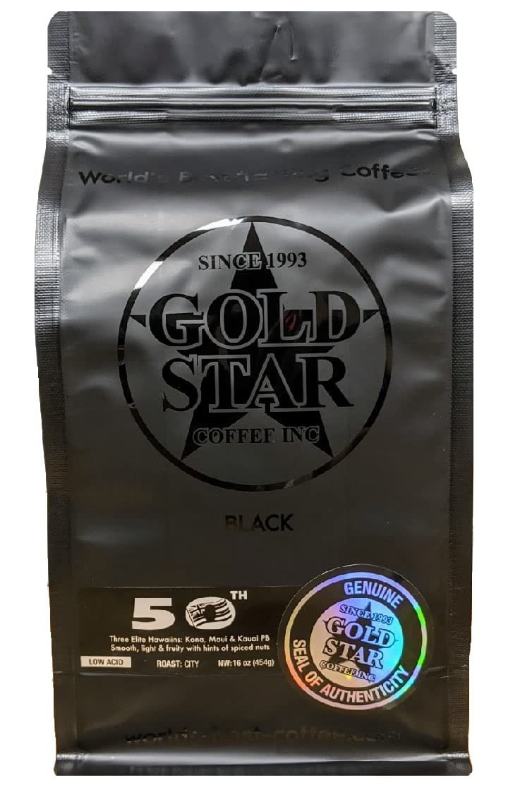 50th 100% Hawaiian Coffee Blend Kona Maui Kaui Pea Berry Low Acid Coffee