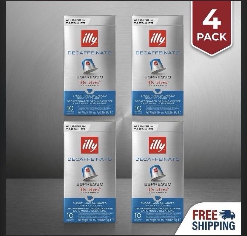 4X Aluminum Nespresso Capsules Cafè illy Decaf – Espresso 10 Capsules 01-27+