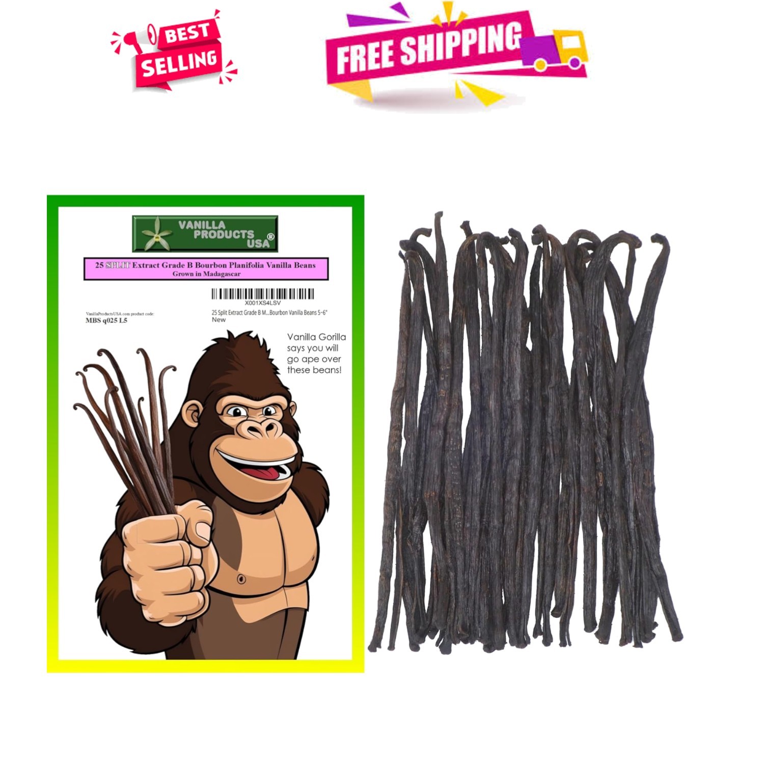 Gourmet Madagascar Bourbon Split Vanilla Beans – 25 Count, Perfect for Extracts