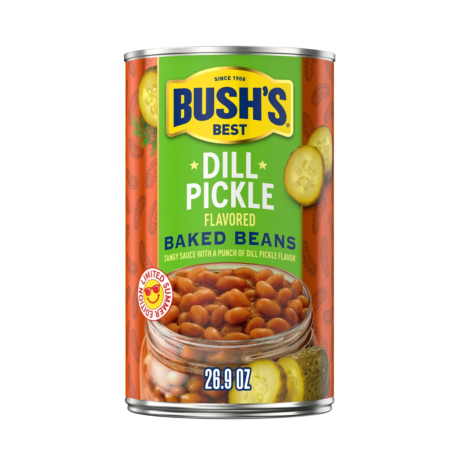 5 Pack Bush’s Dill Pickle Baked Beans Limited Summer Edition Size 26.9 Oz Cans
