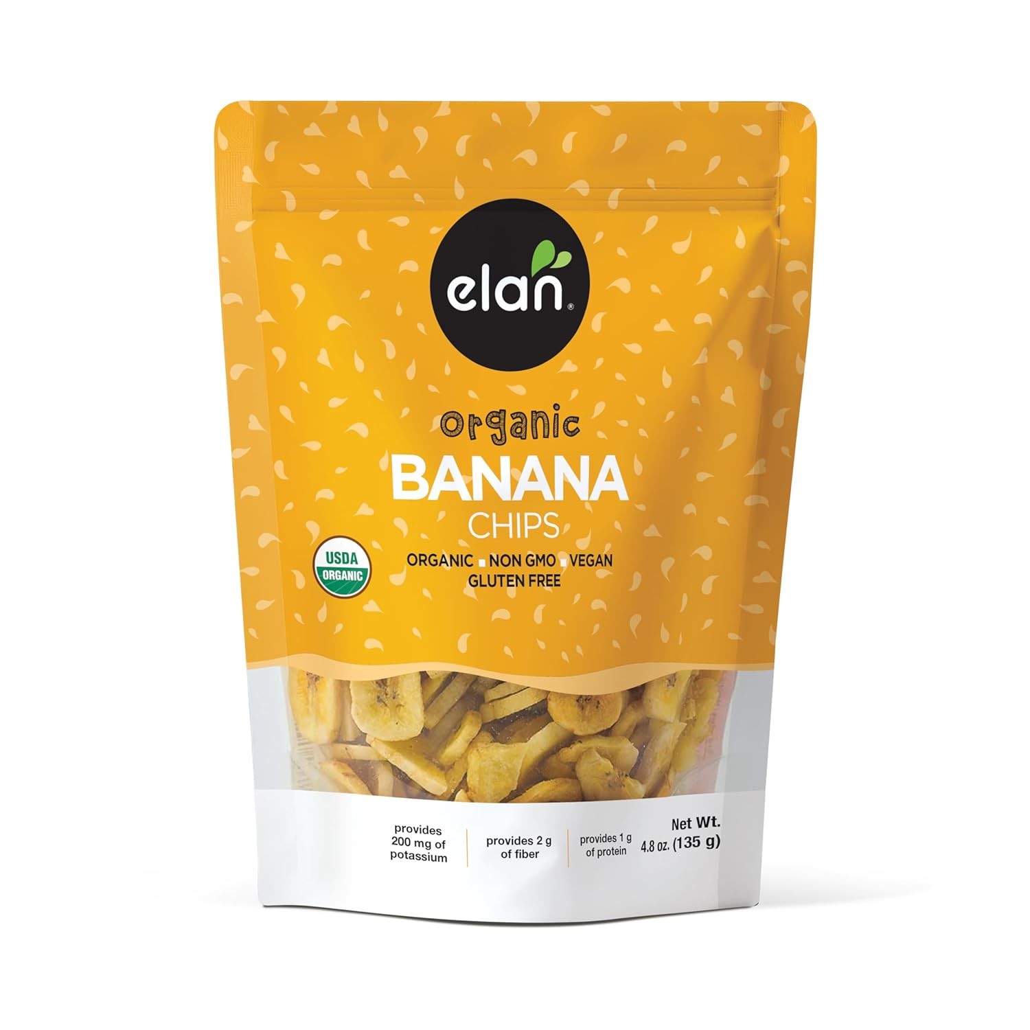 Elan Organic Banana Chips, 4.8 oz, Non-GMO, Vegan, Gluten-Free, Kosher,