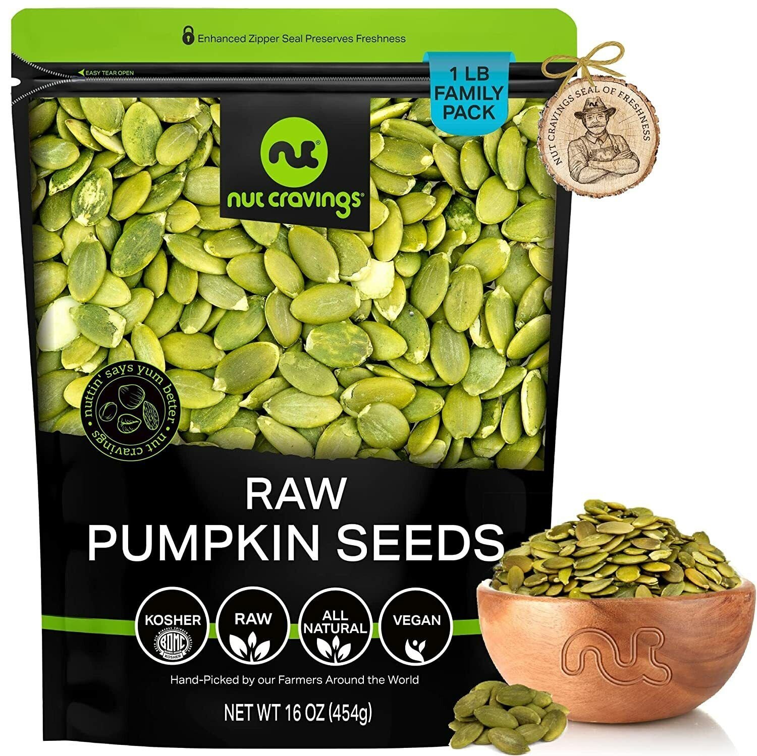 Nut Cravings – Raw Pumpkin Seeds Pepitas, Unsalted, Shelled, (80oz – 5 LB)…
