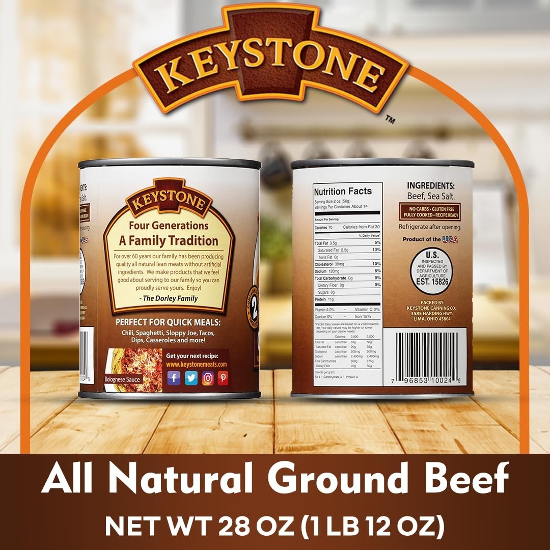 Free Shipping All Natural Ground Beef, 28 oz Can