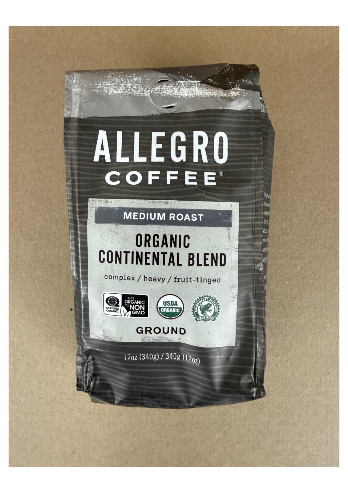 Allegro Coffee Organic Continental Blend Medium Roast Ground Coffee 12 oz