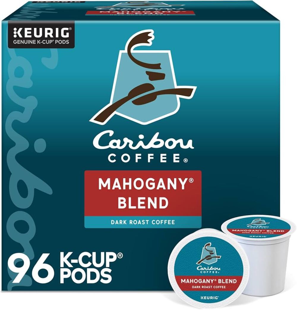 Caribou Mahogany Blend Dark Roast Coffee K-Cup Pods 96 Pods