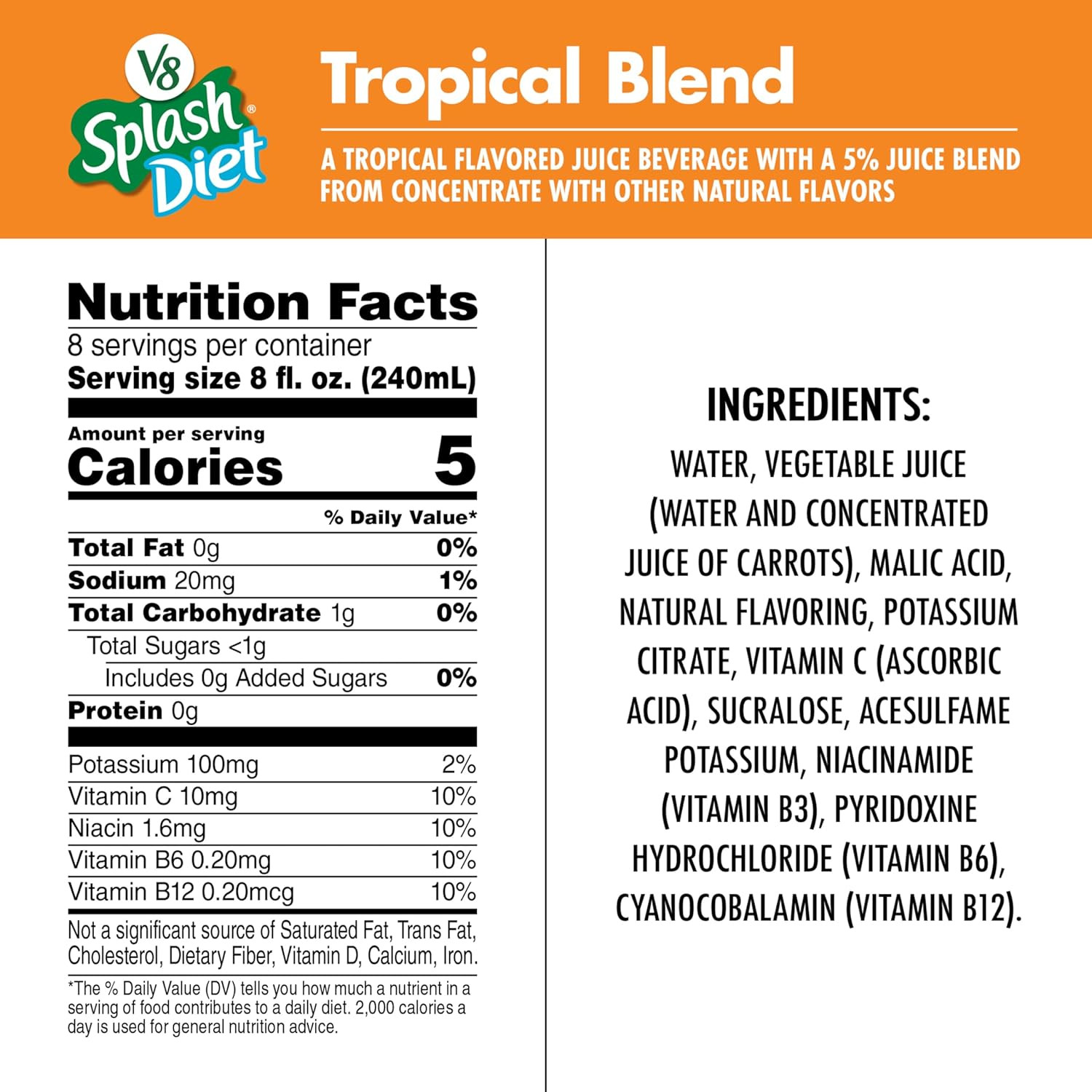 V8 Splash Orange Pineapple Flavored Juice Beverage, 64 FL OZ Bottle