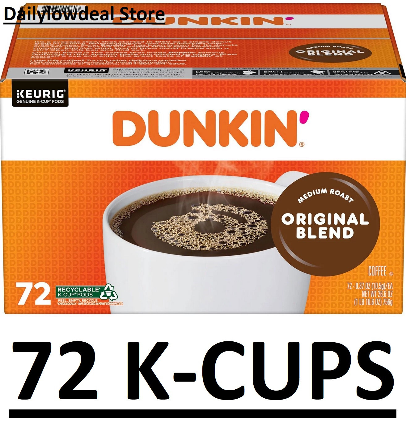 Dunkin Donuts Original Blend Keurig K-Cups 72 Count – 2-4 Days FREE SHIPPING