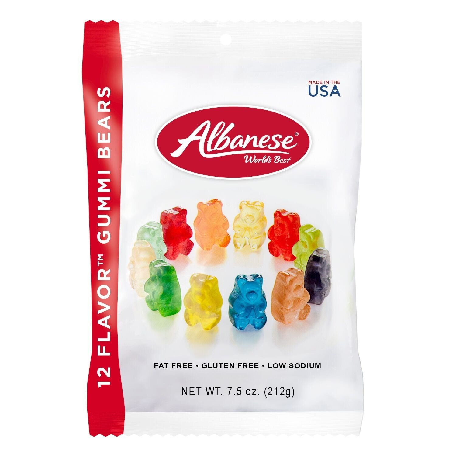 Albanese 12 Flavor Gummi Bears 7.5 Oz Fat Free Gluten Free Low Sodium Made In US
