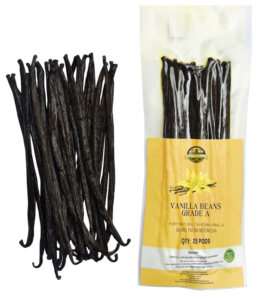 25 Plump Tahitian Vanilla Beans for Making Vanilla Extract, Vanilla Beans Gra…