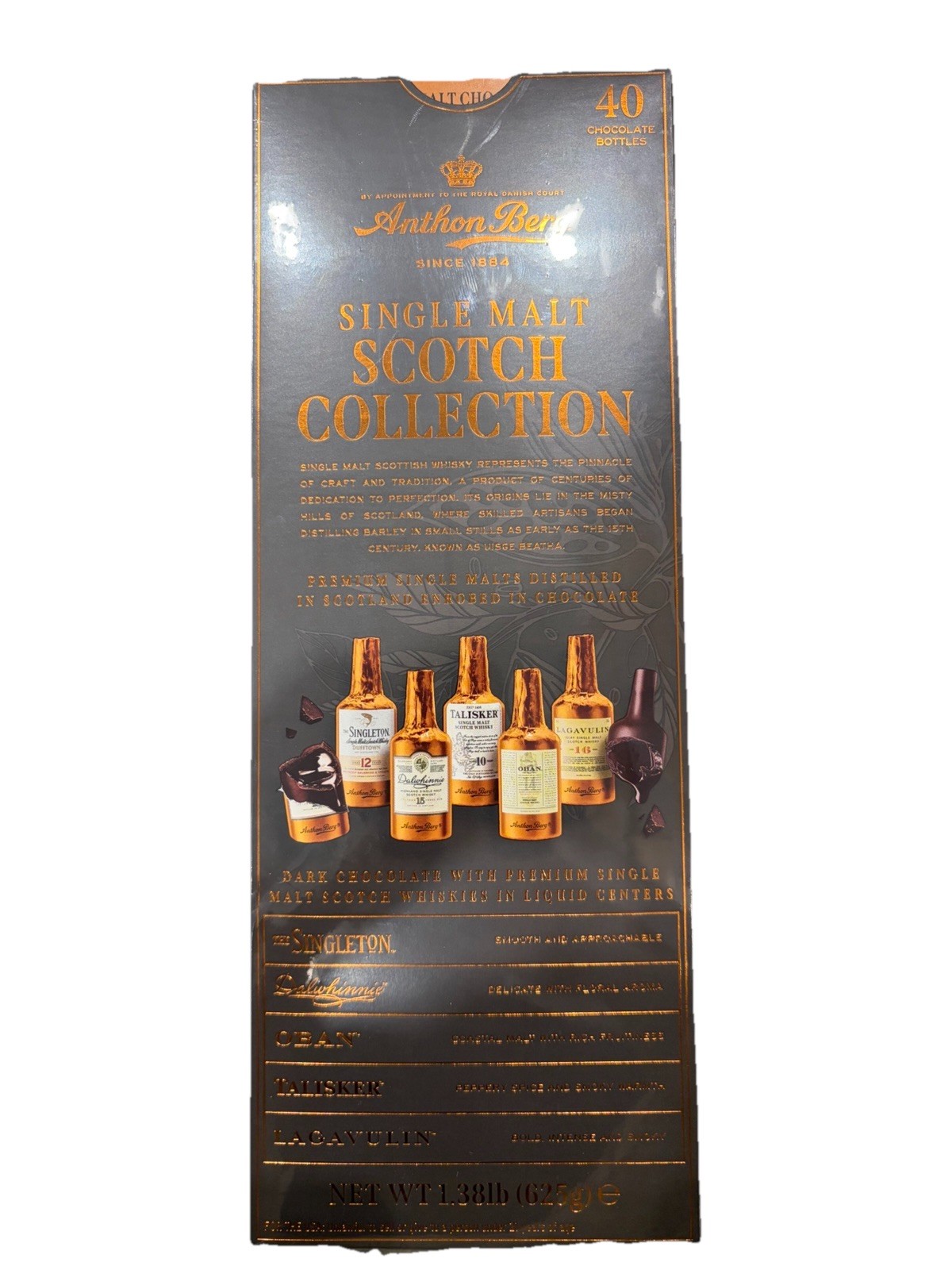 Anthon Berg Single Malt Scotch Collection Chocolates, 40 Dark Chocolate Bottles