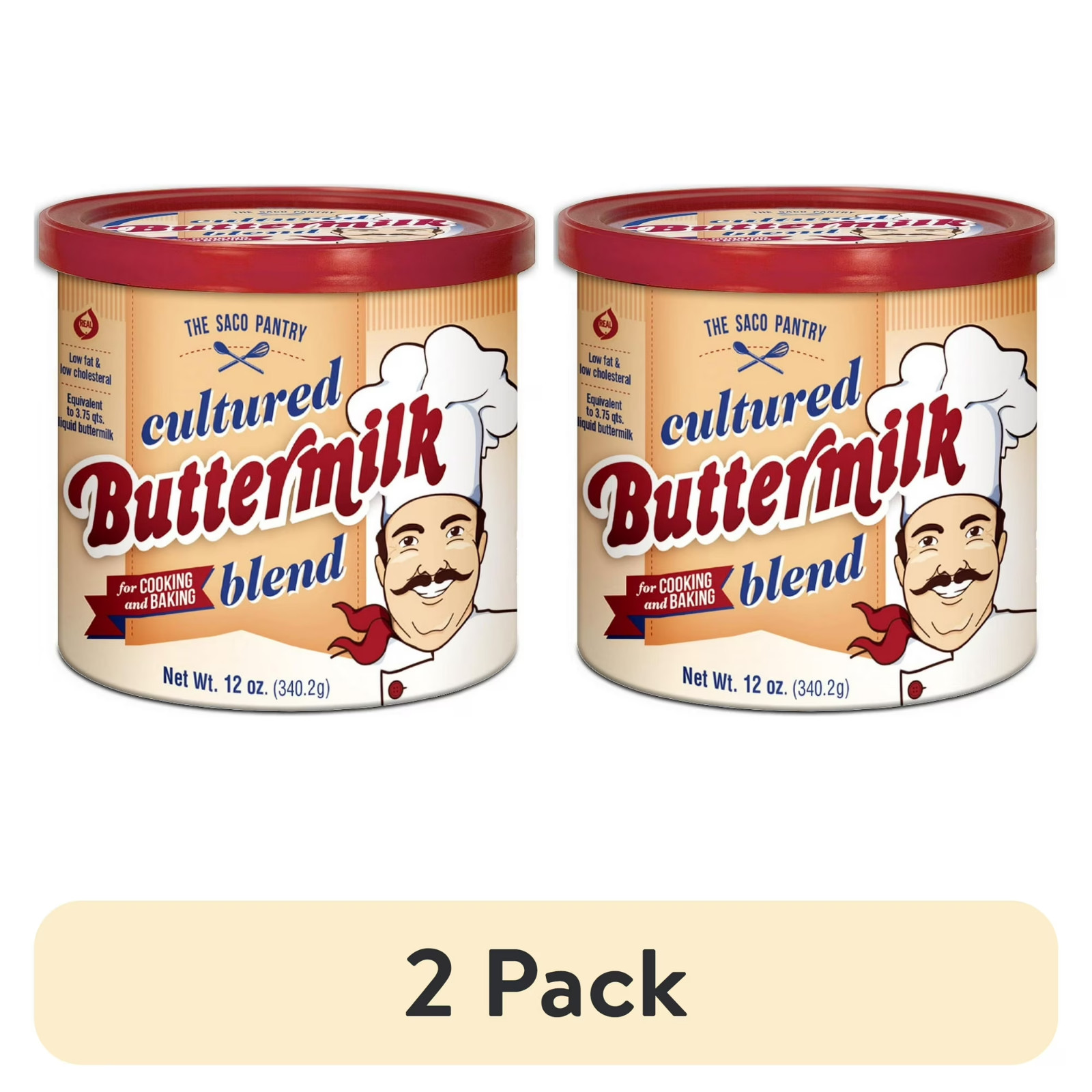 (2 pack) The Saco Pantry Cultured Buttermilk Blend Powder, 12 oz Tub, Gluten-Fre