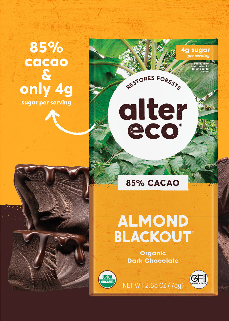 Alter Eco Almond Blackout Organic Dark Chocolate Bar 2.65 OZ Pack Of 4