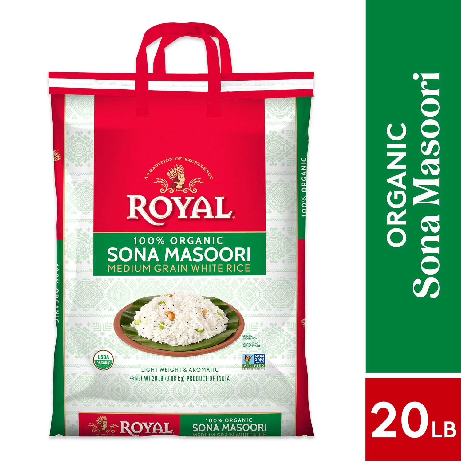 3 Pack Royal Sona Masoori Organic Rice, 60 lbs.