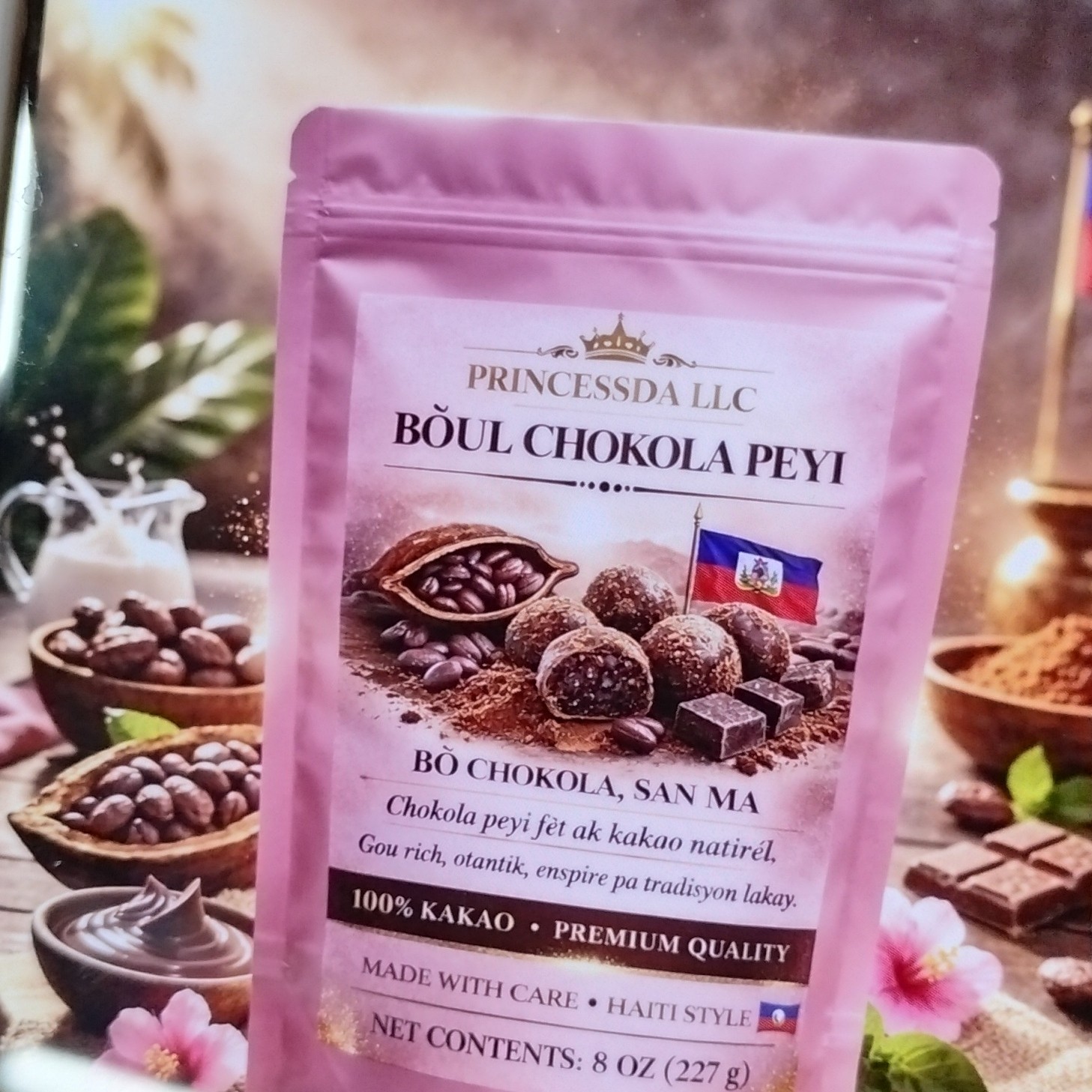 Princessda LLC Boul Chokola Peyi 100% Kakao Haiti Dark Chocolate Balls 8oz