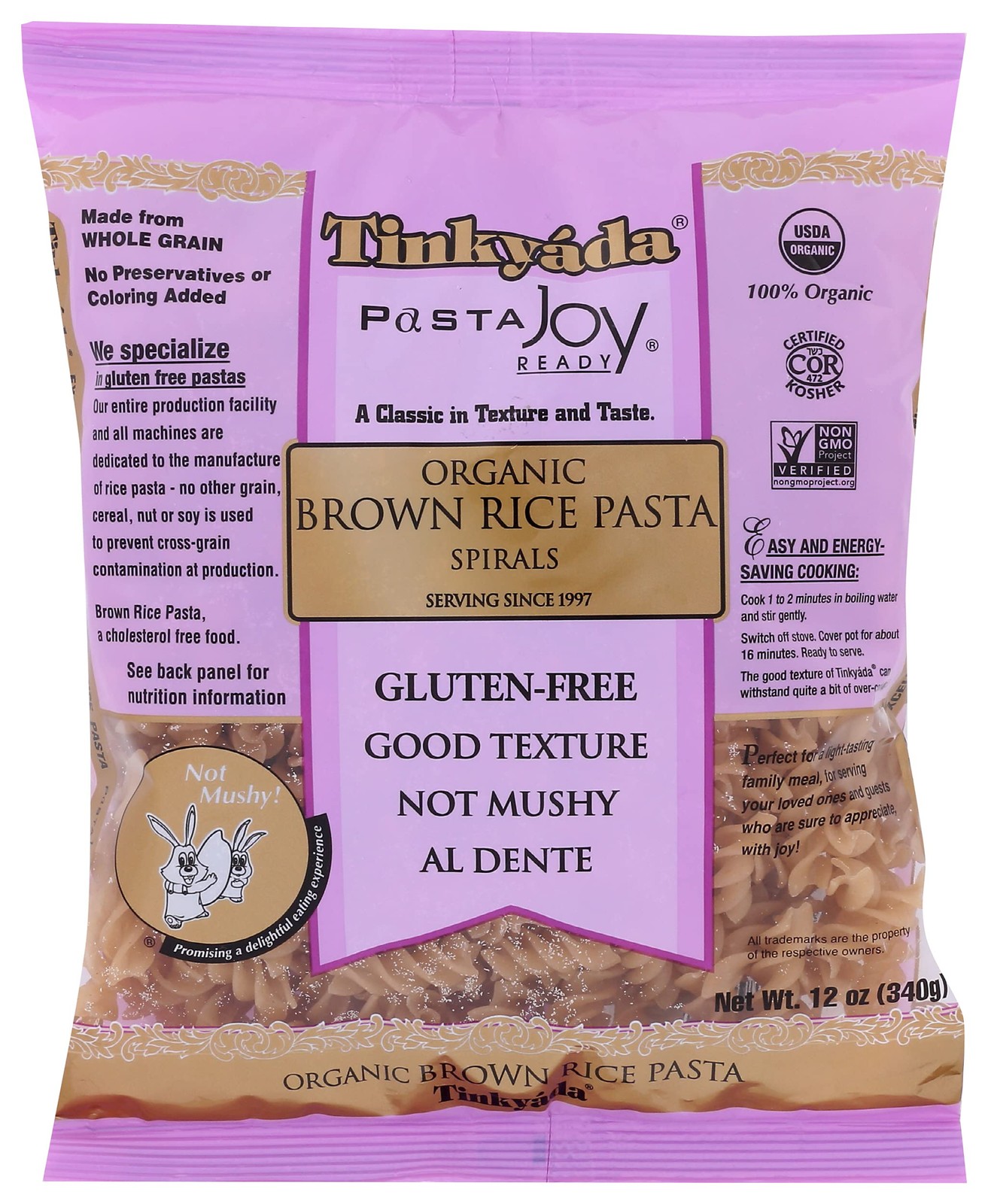 Gluten Free Rice Pasta 12 Ounce Low Fat Kosher Organic Al Dente Gourmet Noodles