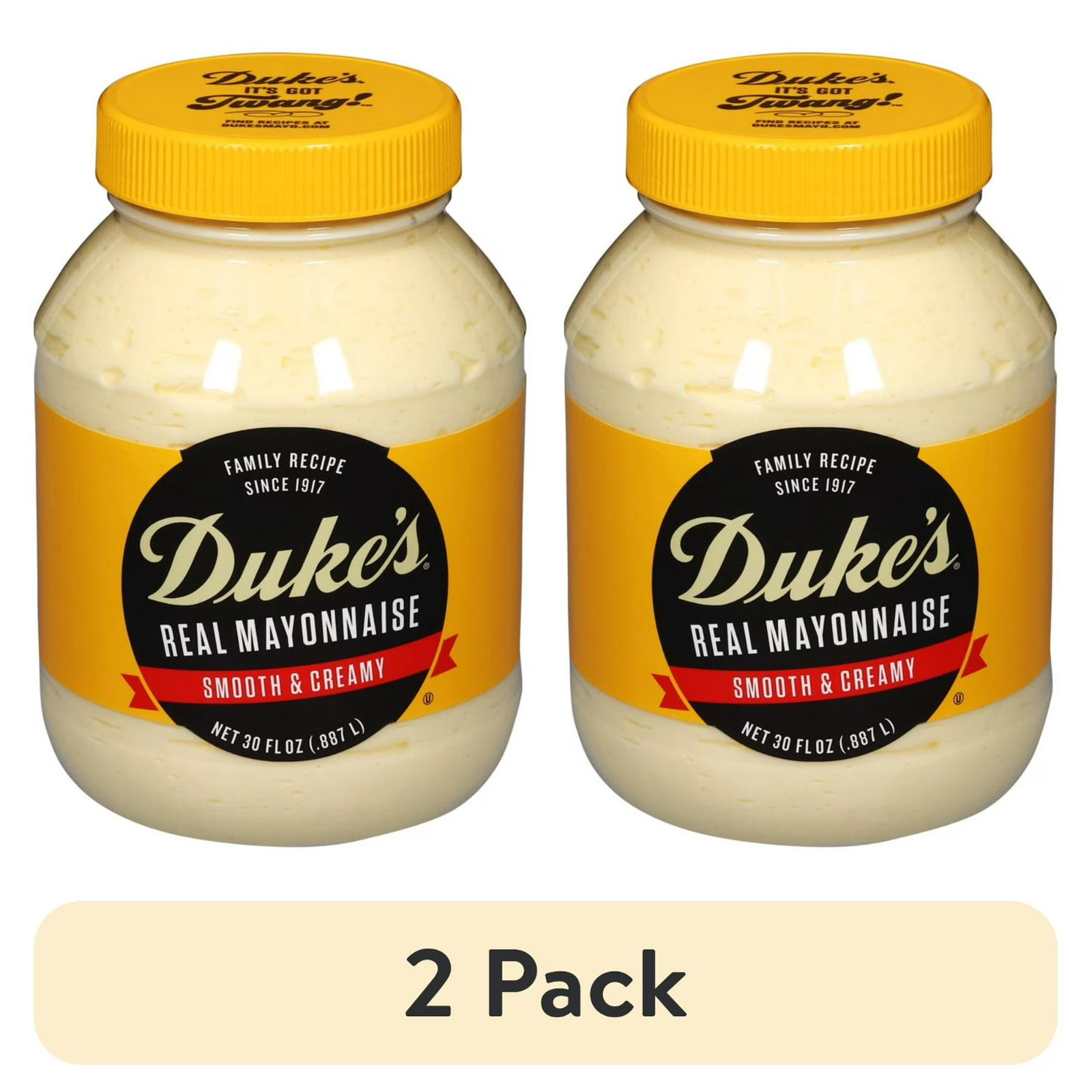 (2 pack) Duke’s® Real Mayonnaise, 30 oz Jar, Smooth & Creamy Mayo