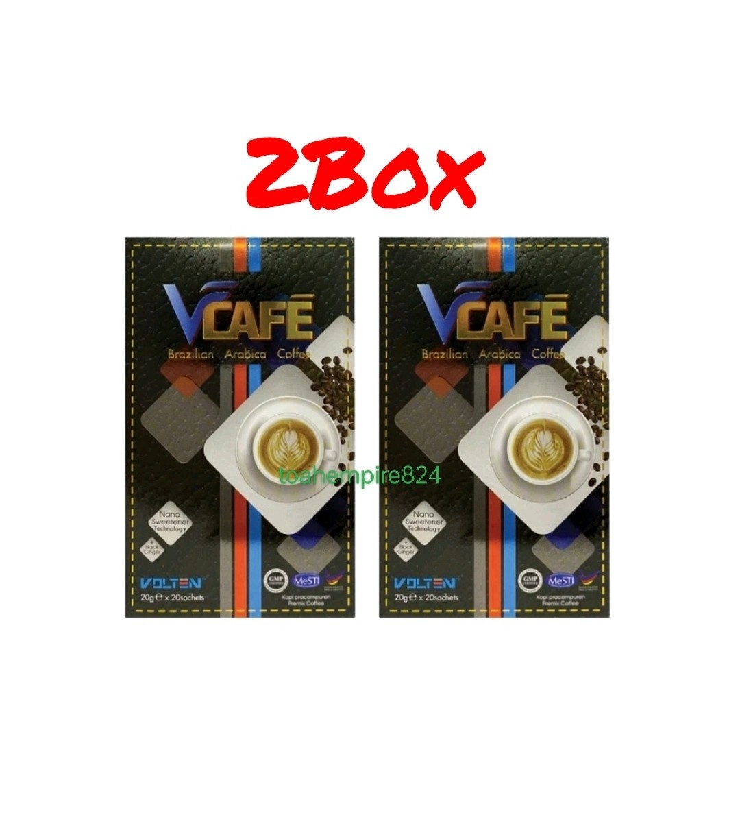 2 Box Volten Vcafe Brazilian Arabica Coffee with Black Ginger Antioxidants Cafe