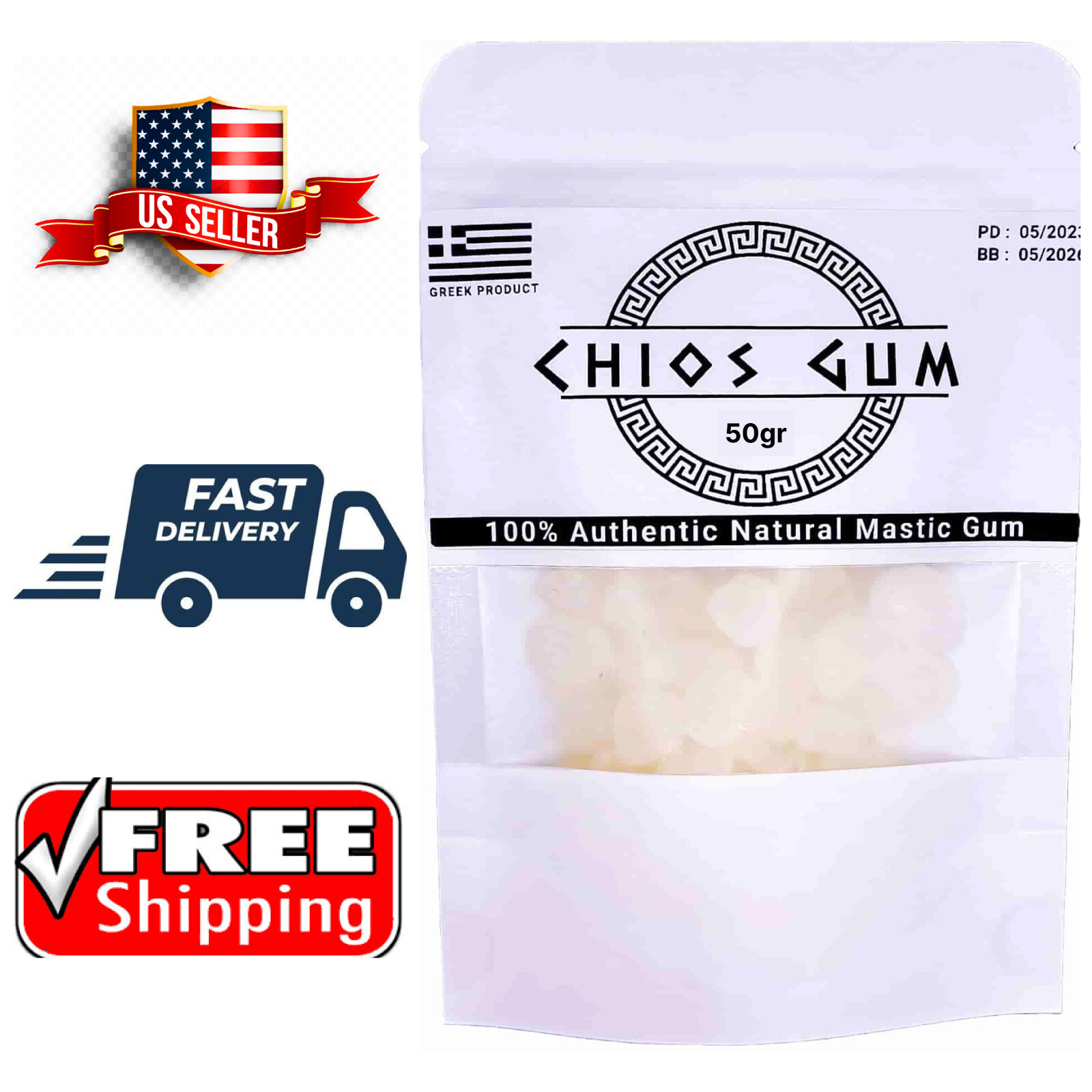 TOP GRADE MASTIC GUM 50 Gr (1.76Oz) 100% Organic Greek Chios Mastiha Resin Tears