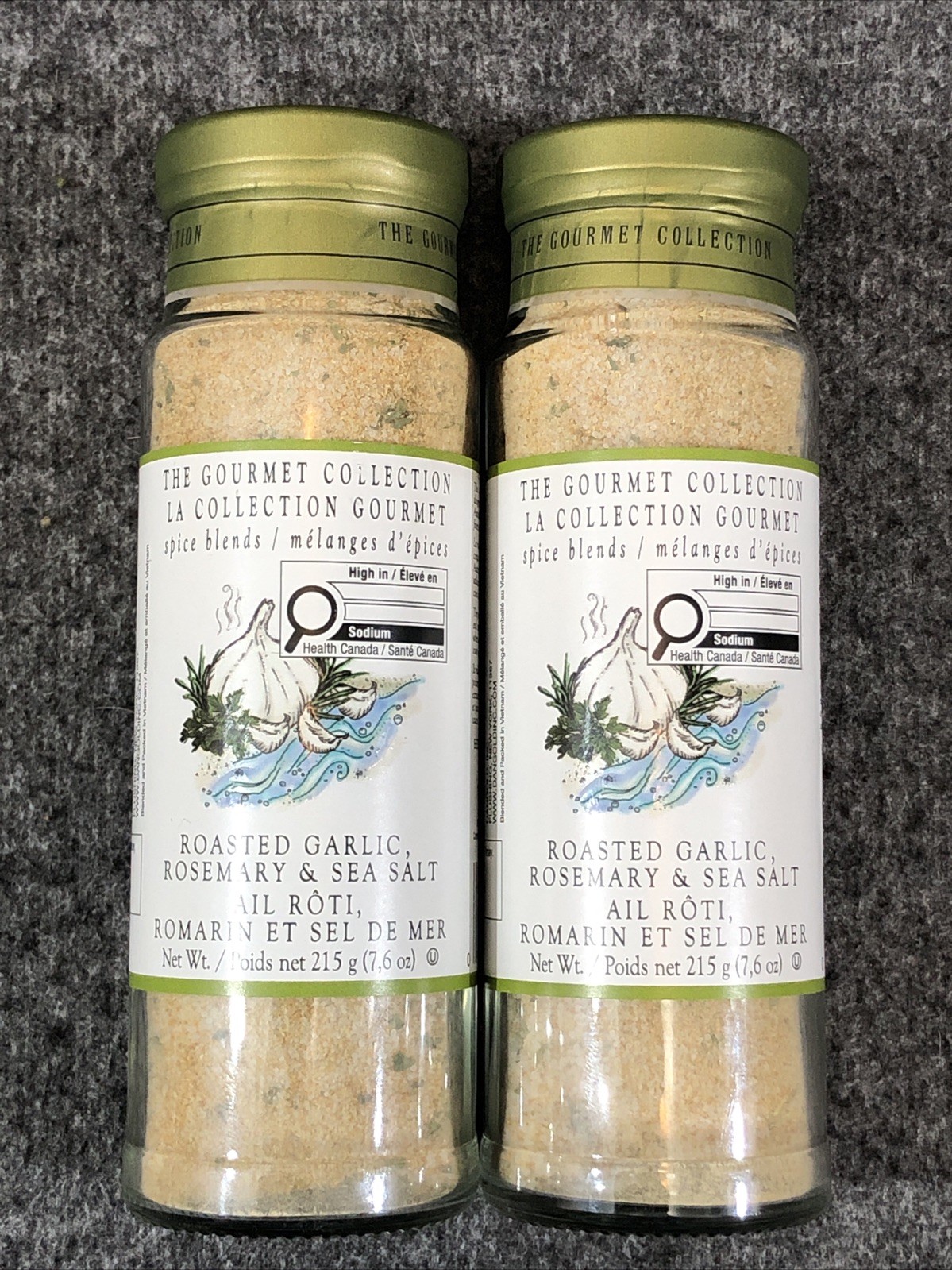 Lot of 2 Gourmet Collection Spice Blends ROASTED GARLIC ROSEMARY SEA SALT 15.2oz