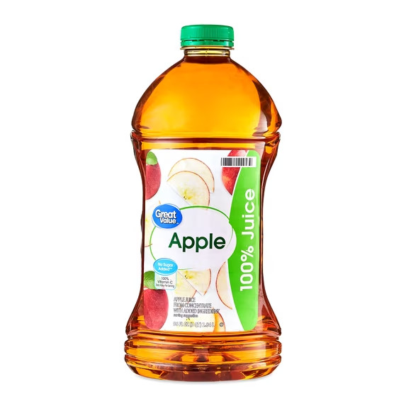 (2 pack) Great Value 100% Apple Juice, 96 fl oz