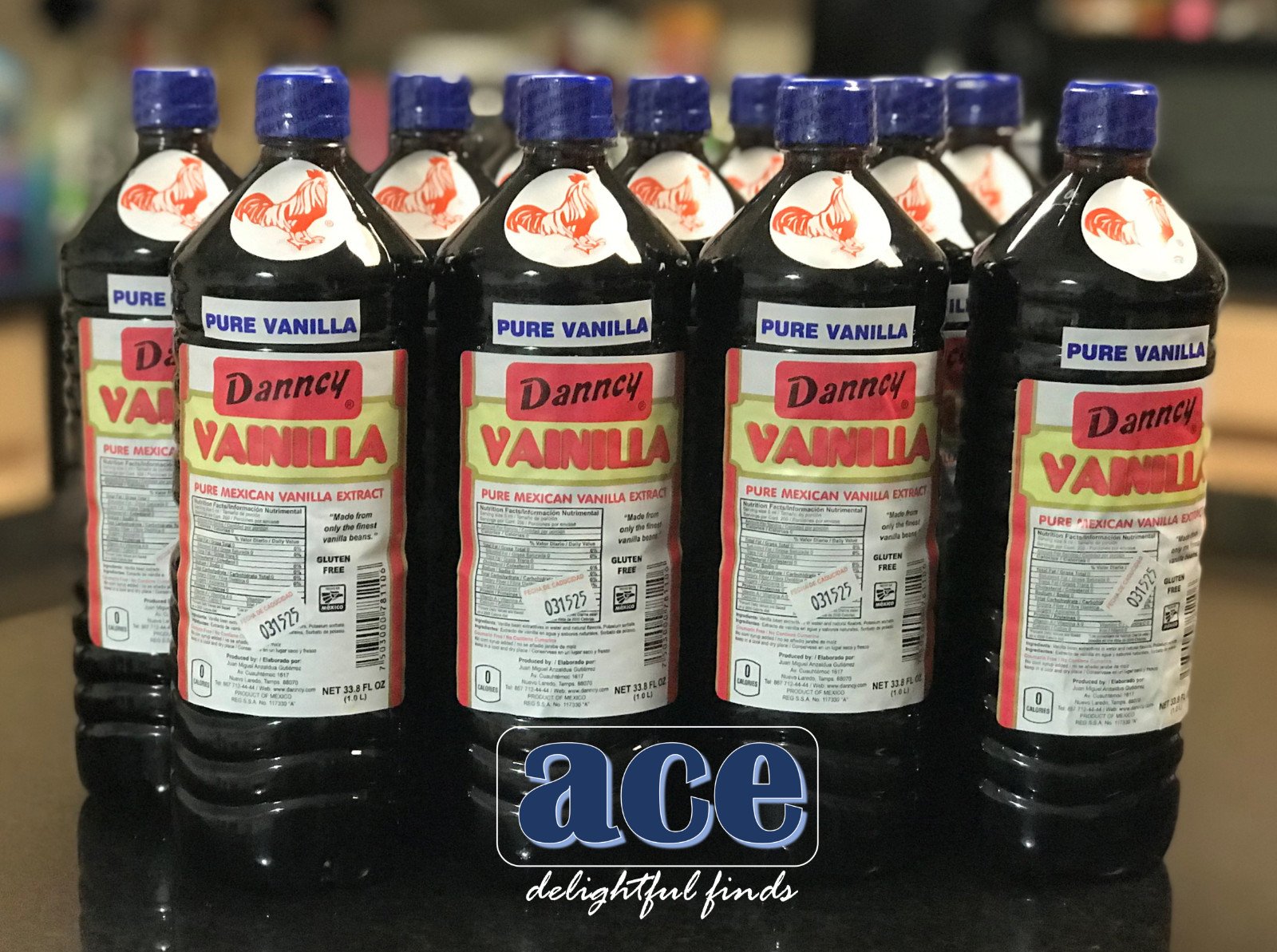 Twelve (12) Danncy Pure Mexican Vanilla Extract – Dark Color (1 Liter each)