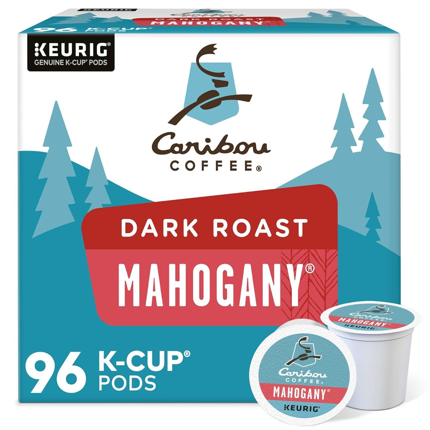 Caribou Mahogany Blend Dark Roast Coffee K-Cup Pods 96 Pods