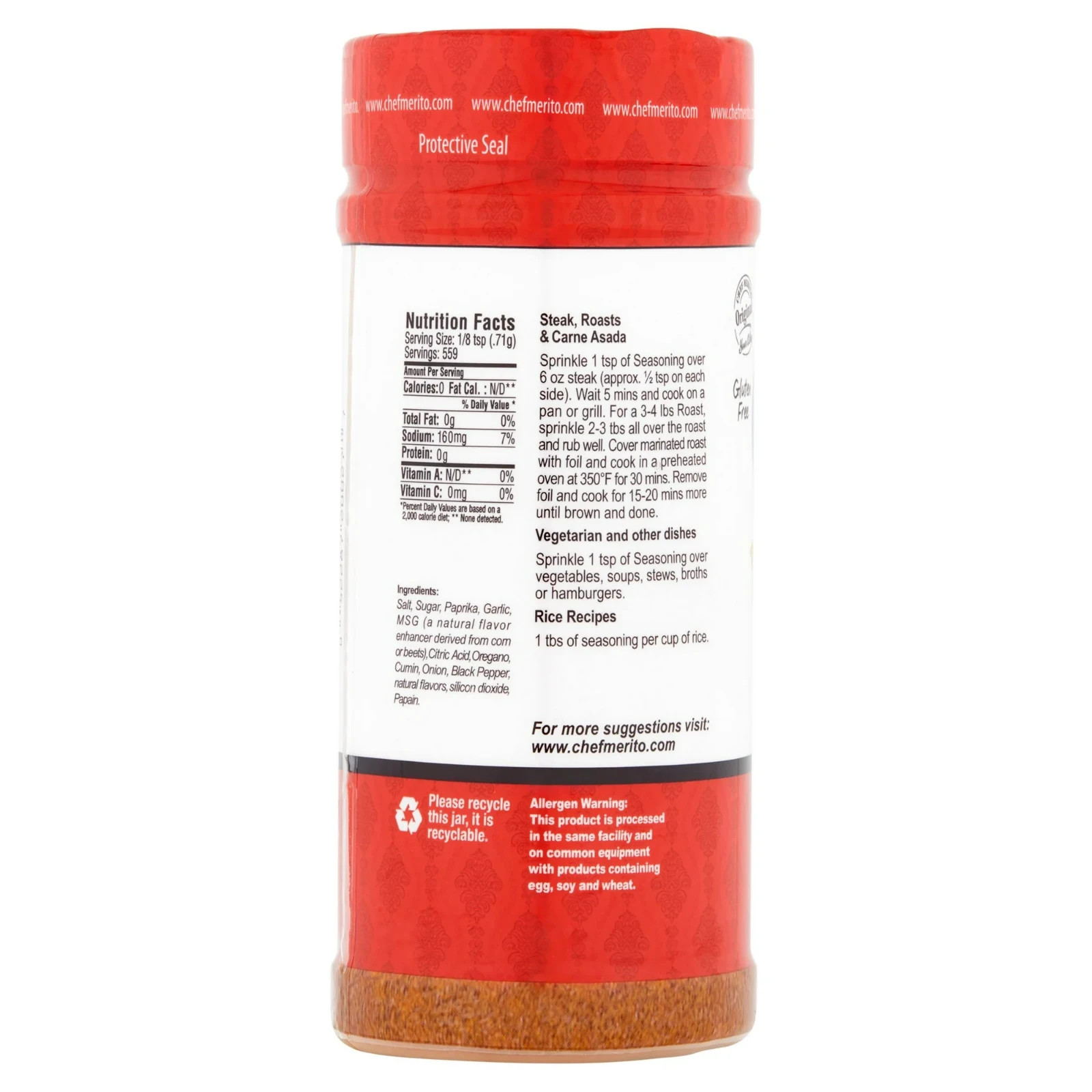 Chef Merito Steak & Meat Seasoning, 14 Oz