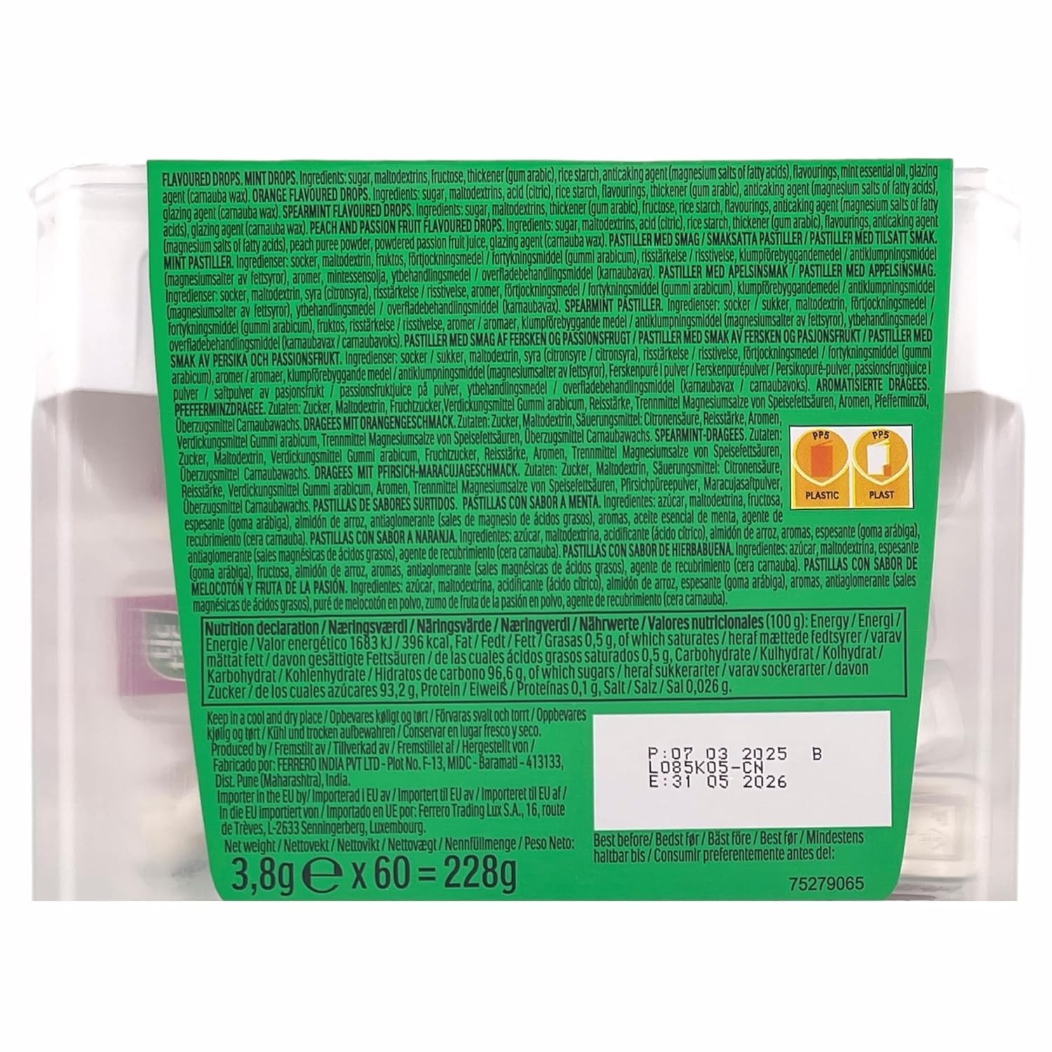 Tic Tac Mint Orange Peach 60 Minis 234g