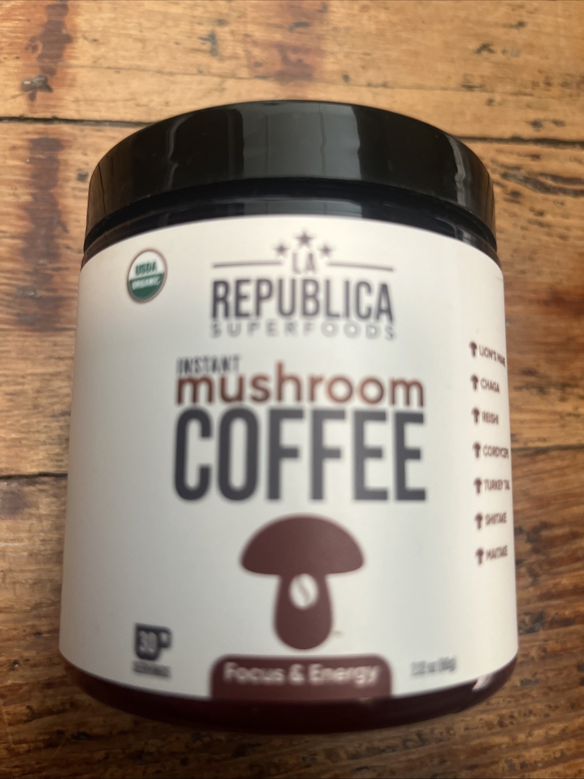 La Republica USDA Organic Instant Wild Mushroom Coffee Energy Focus Robust Tast