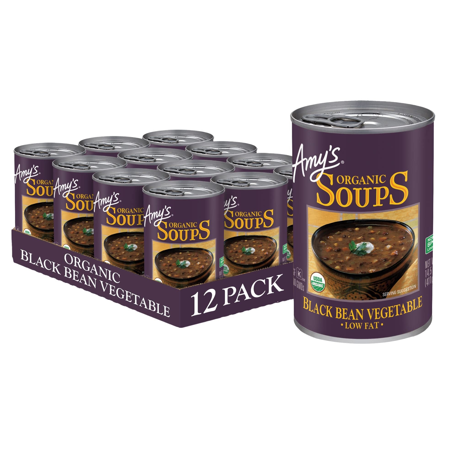 Amy’s Soup Vegan Black Bean Vegetable Soup Low Fat Gluten Free Made With Orga…